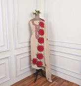 Organza Off-white Unstitched Suit